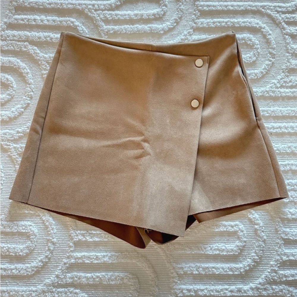 Stylish Tan Wrap Skort
